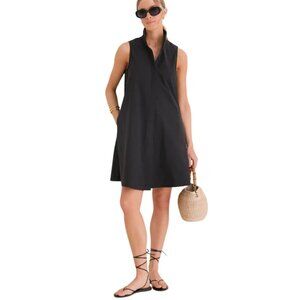 Tuckernuck Black Sleeveless Charlie Dress Sz SM Minimalist Stretch Stand Collar